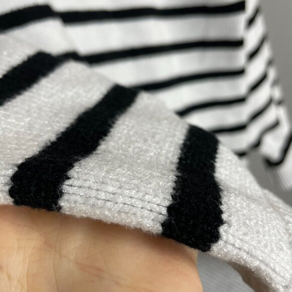 Philosophy Sweater Striped Women Crew Neck White‎ Black Size Large Soft Cozy - Picture 9 of 10